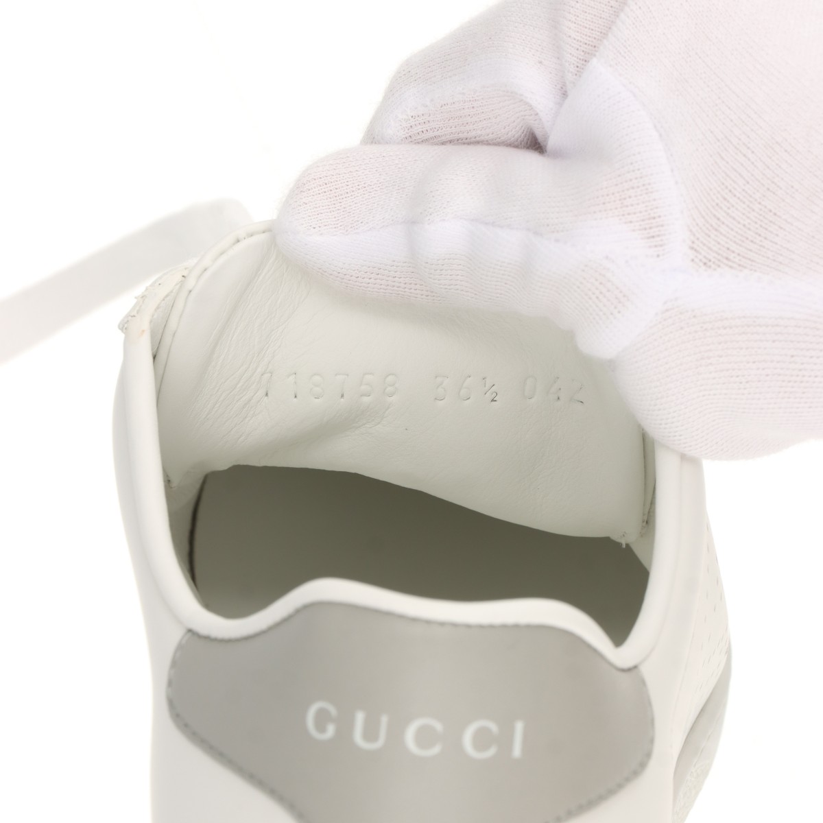 GUCCI フラットシューズ ホワイト 36 1/2 Gucci Interlocking G Leather Sneakers 36 1/2 Ladies' White