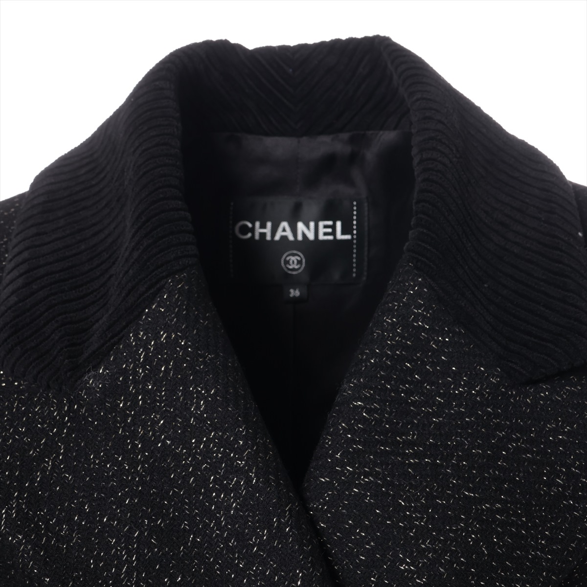 シャネル ワンピース CHANEL ブラック カシミヤ100% ココボタン