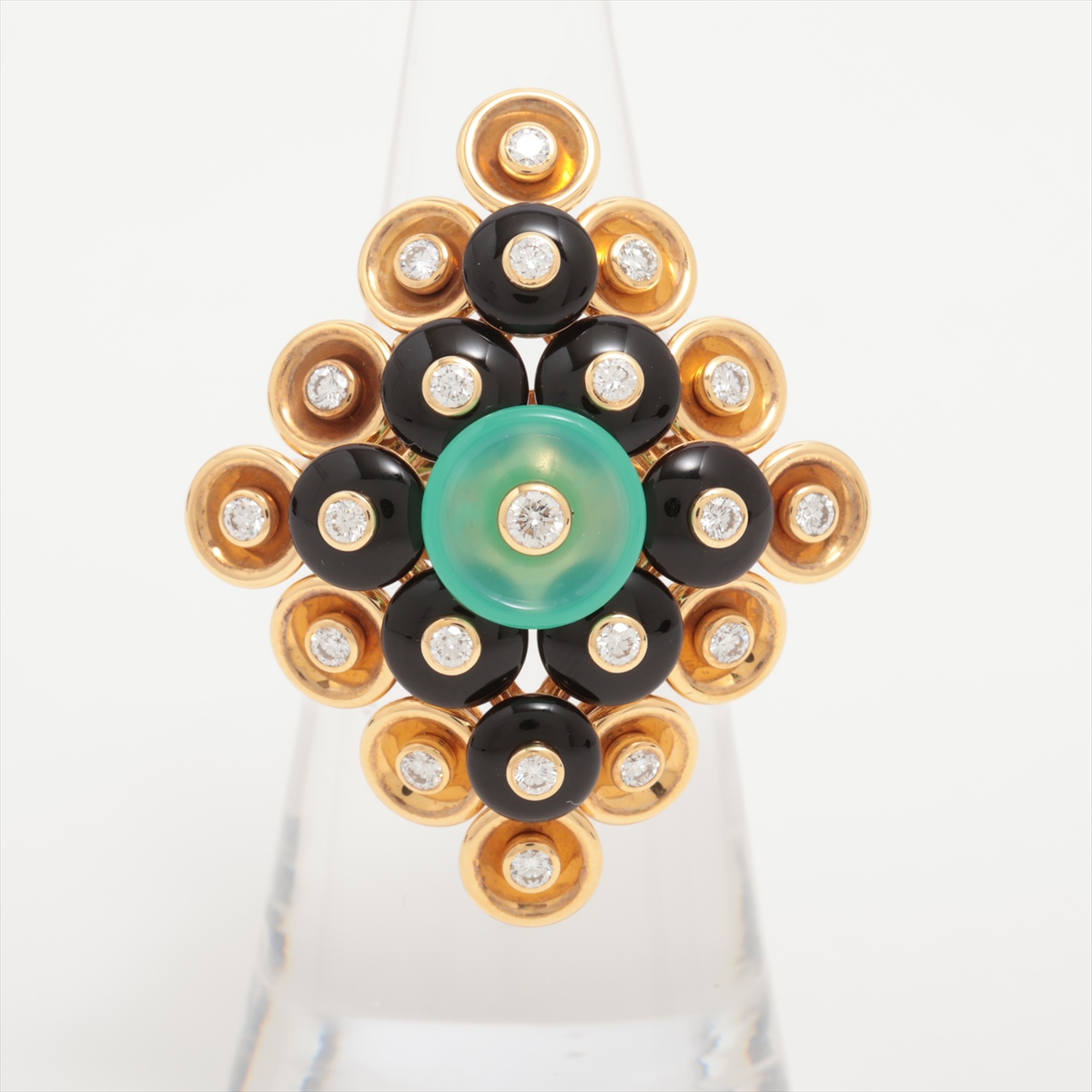 ヴァンクリーフ&アーペル ブトン ドール オニキス クリソプレーズ ダイヤ リング 750(YG) 20.4g 51 VCARO9MW51