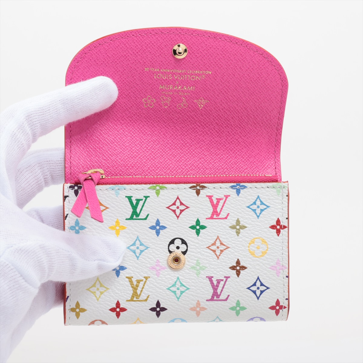 ヴィトン LV×TM マルチカラー ポルトモネロザリ M13399 ピンクx
