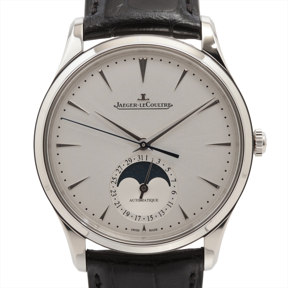 ジャガールクルト マスターウルトラスリム Q1368430 SS SS×革 AT シルバー文字盤