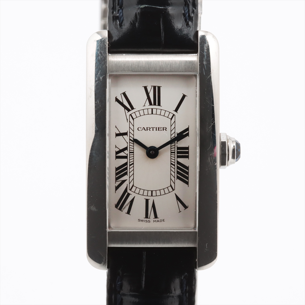 カルティエ タンクアメリカン WSTA0016 SS SS×革 QZ シルバー文字盤