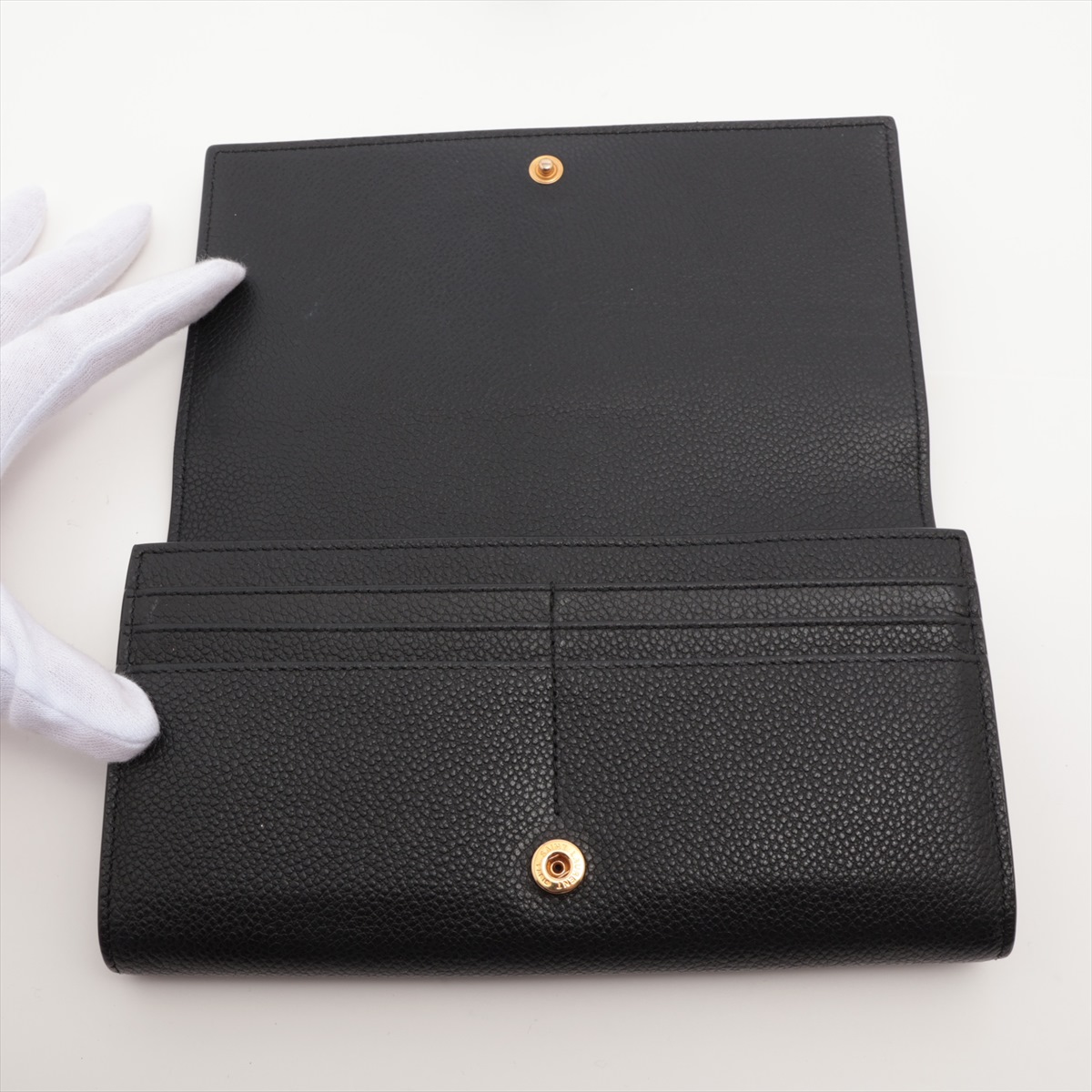 美品 SAINT LAURENT サンローラン パリ YSL Vステッチ 長財布