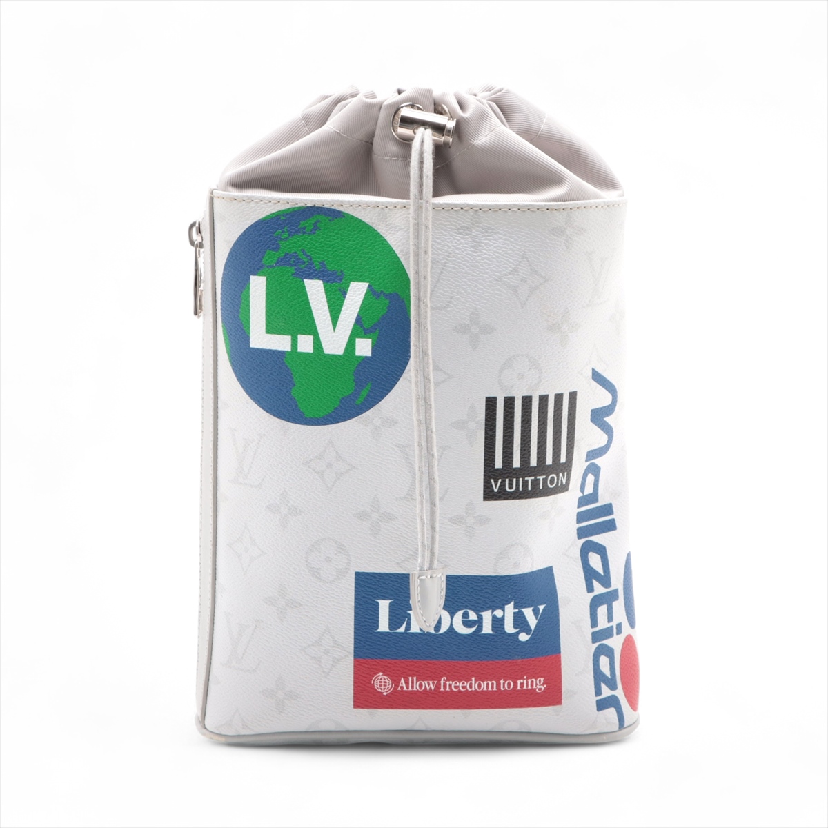 ヴィトン ホワイトモノグラム チョークスリングバッグ M44629 グレー RFID反応あり