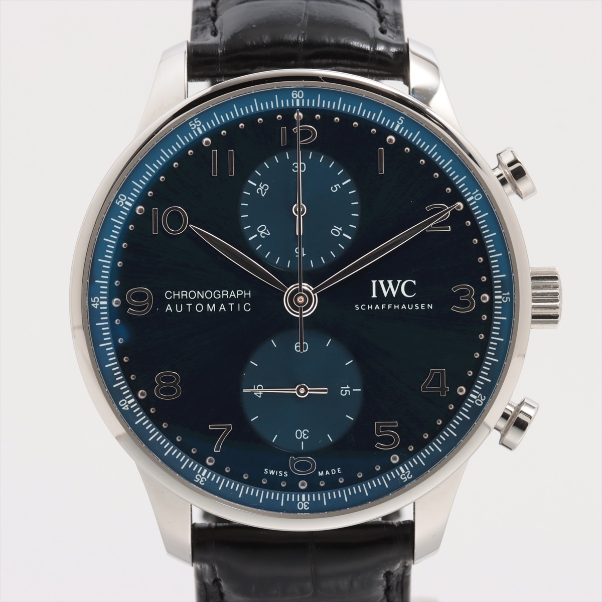 IWC ポルトギーゼ クロノグラフ IW371606 SS SS×革 AT 青文字盤