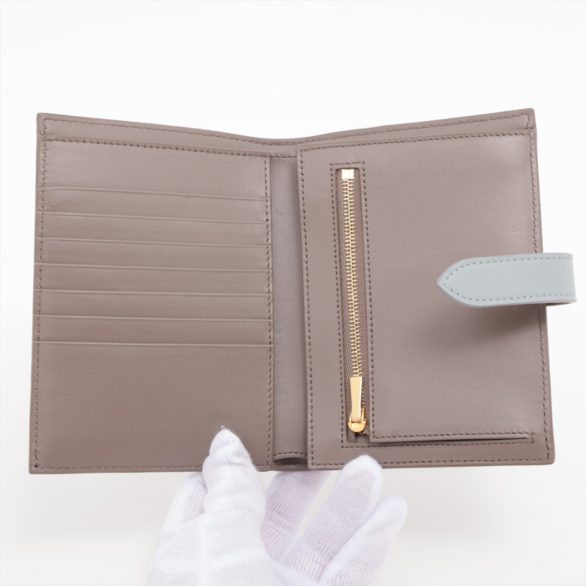 Celine Medium strap wallet Leather Compact Wallet Greige | eBay