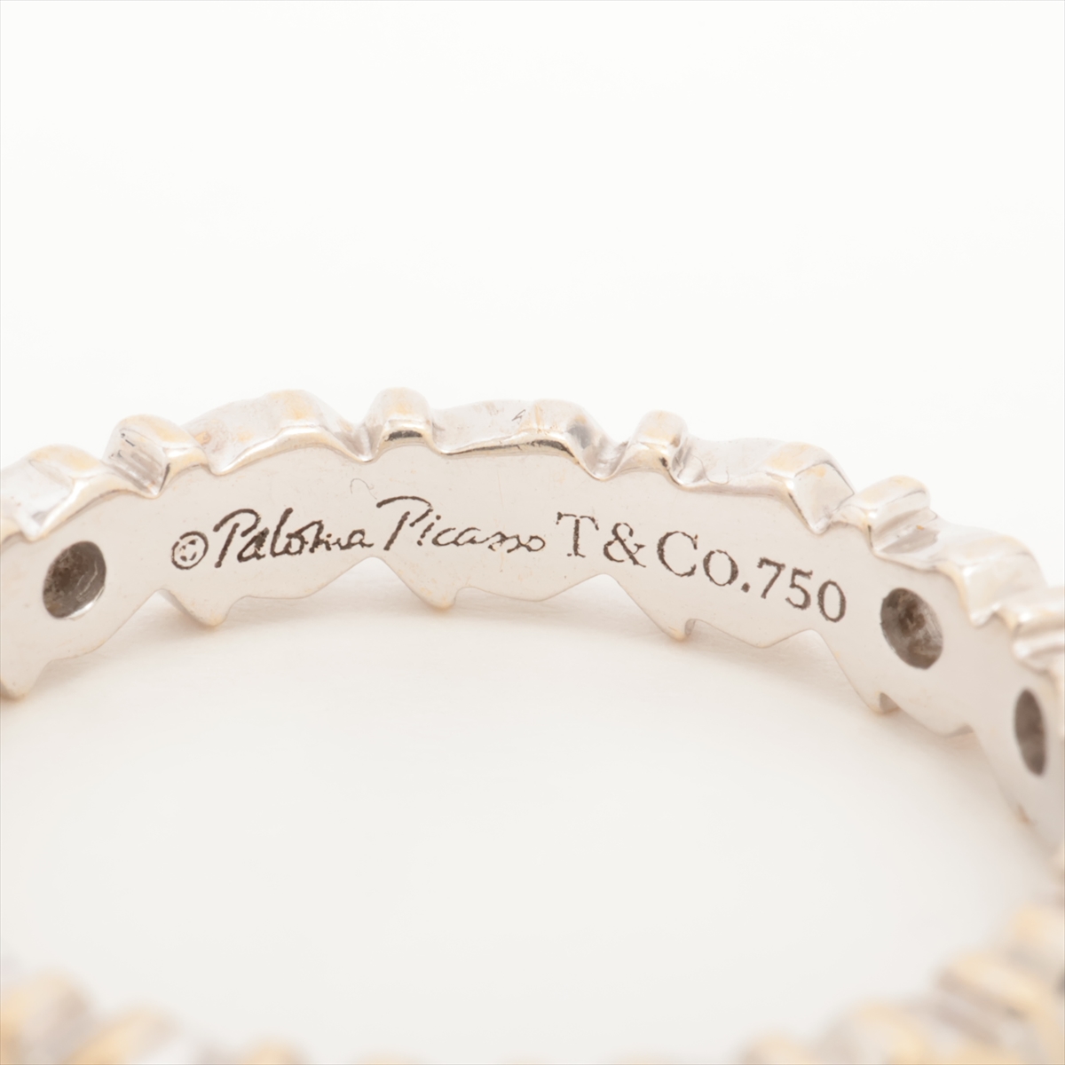 ティファニー　ラブ&キスリング 750 ダイヤモンド付き　#10 極美品　希少 ティファニーラブ&キスリング 750 ダイヤモンド付き#10 極美品希少