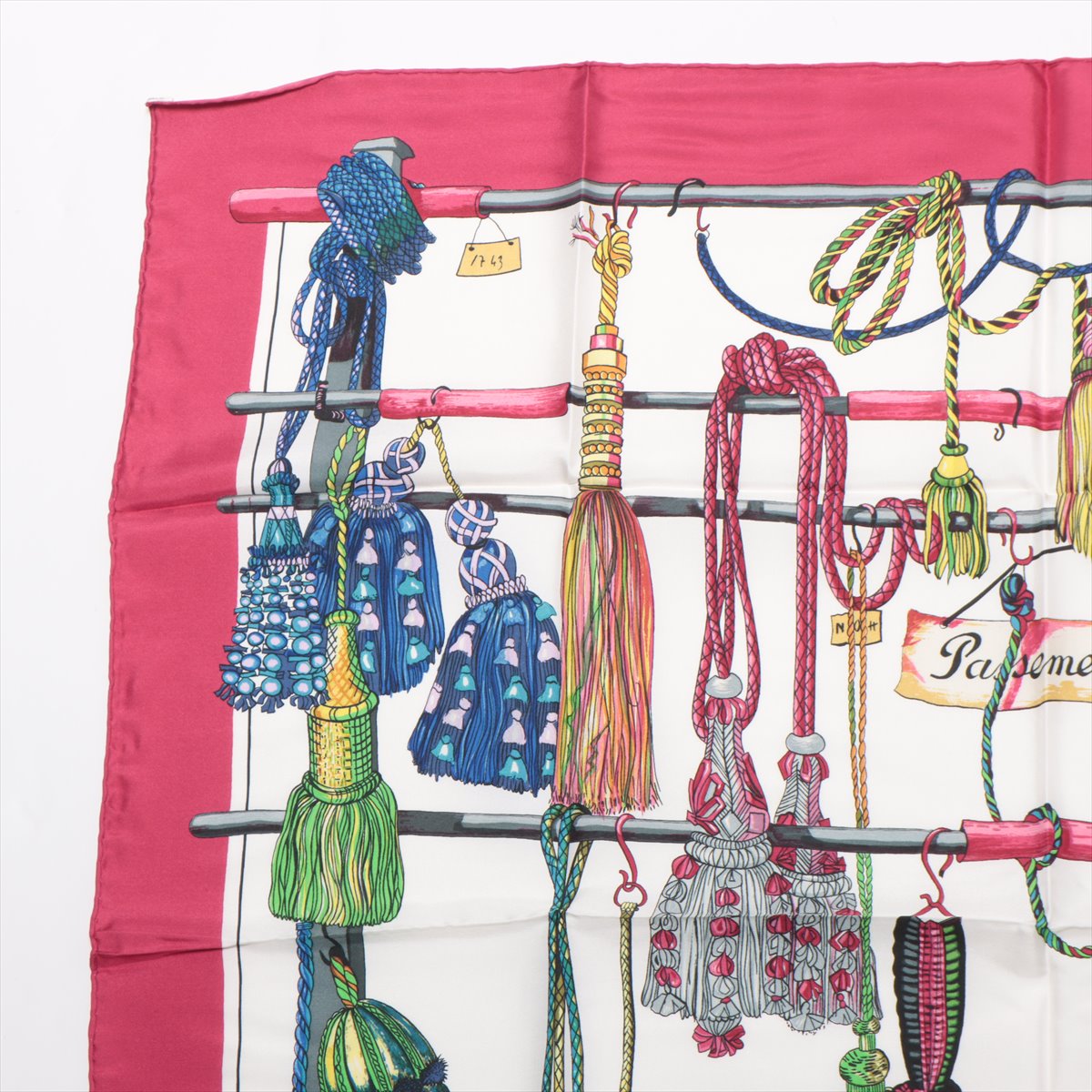 エルメス カレ90 PASEMENTERIE 紐飾り スカーフ シルク ホワイト