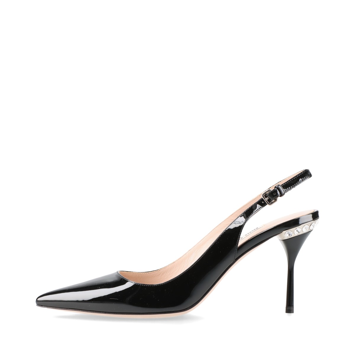 【MIUMIU】ローデンパテントレザースリングバックパンプス ミュウミュウ パテントレザー パンプス 38 レディース ブラック