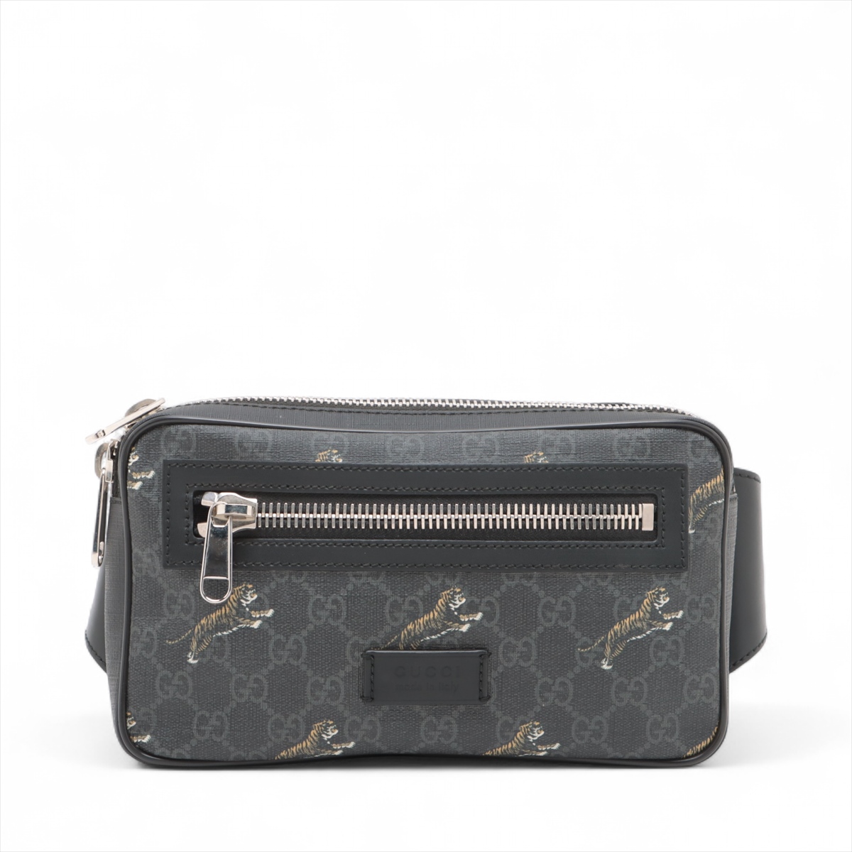 GUCCI ボディバッグ　ウエストバッグ　GG スプリーム　PVC レザー GUCCI グッチ GGスプリーム ボディバッグ ブラック／グレー