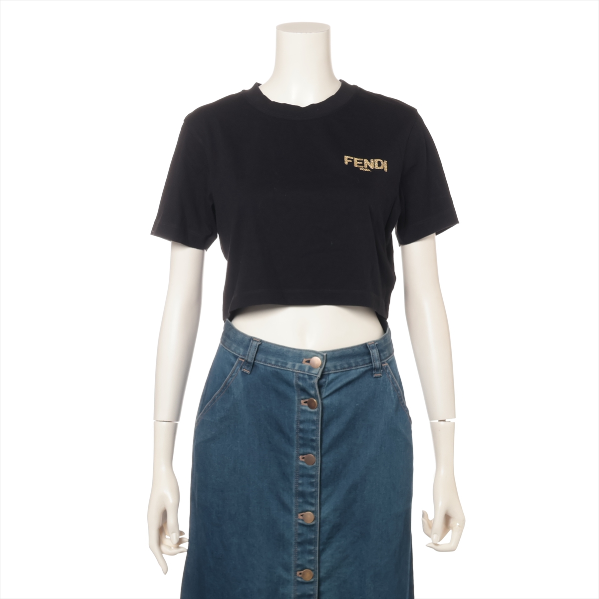 ミュウミュウ 23年 コットン Tシャツ S レディース ネイビー