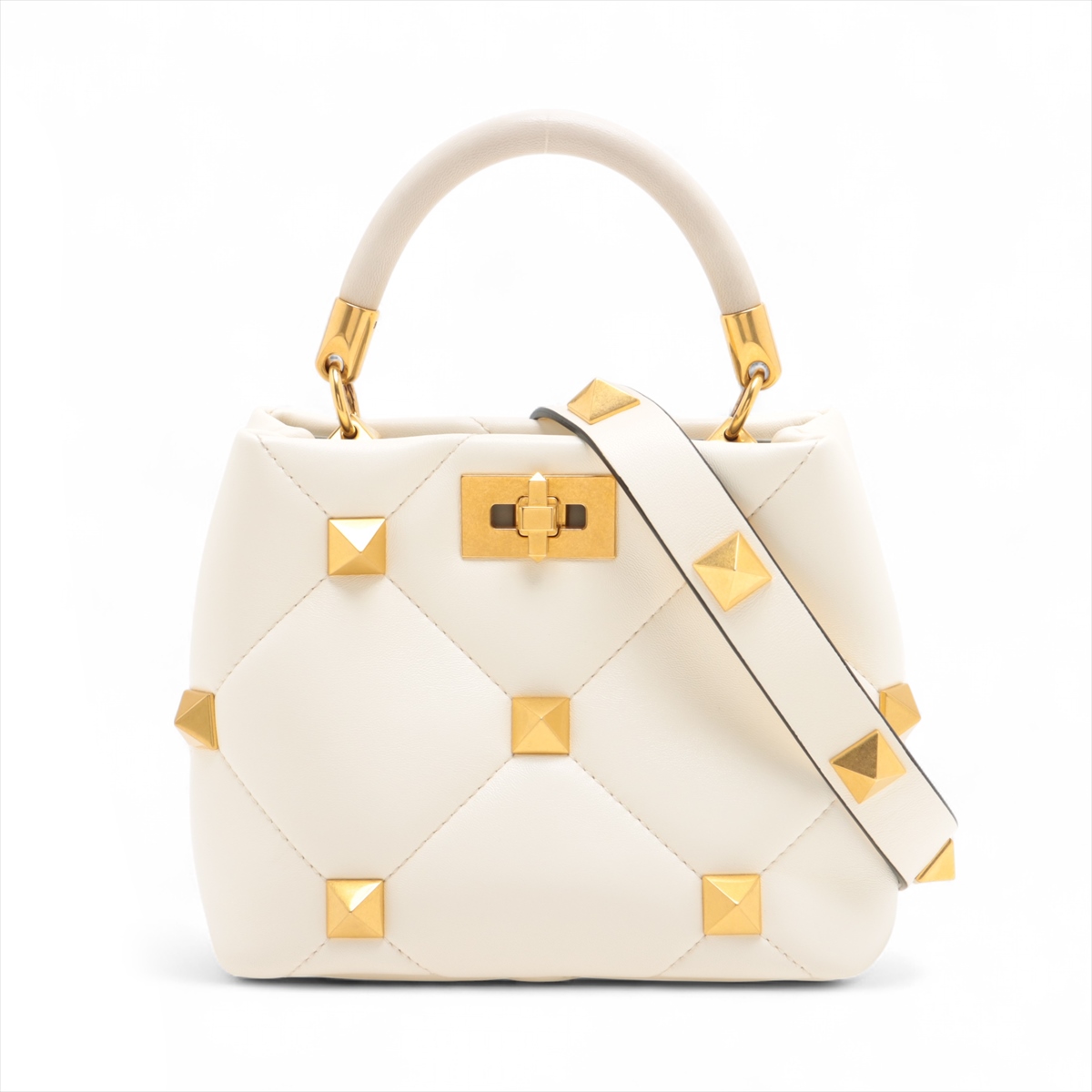 関送込【VALENTINO】Roman Stud レザー ショルダーバッグ 2way Valentino Garavani Roman Stud 2way Handbag Crossbody Tote