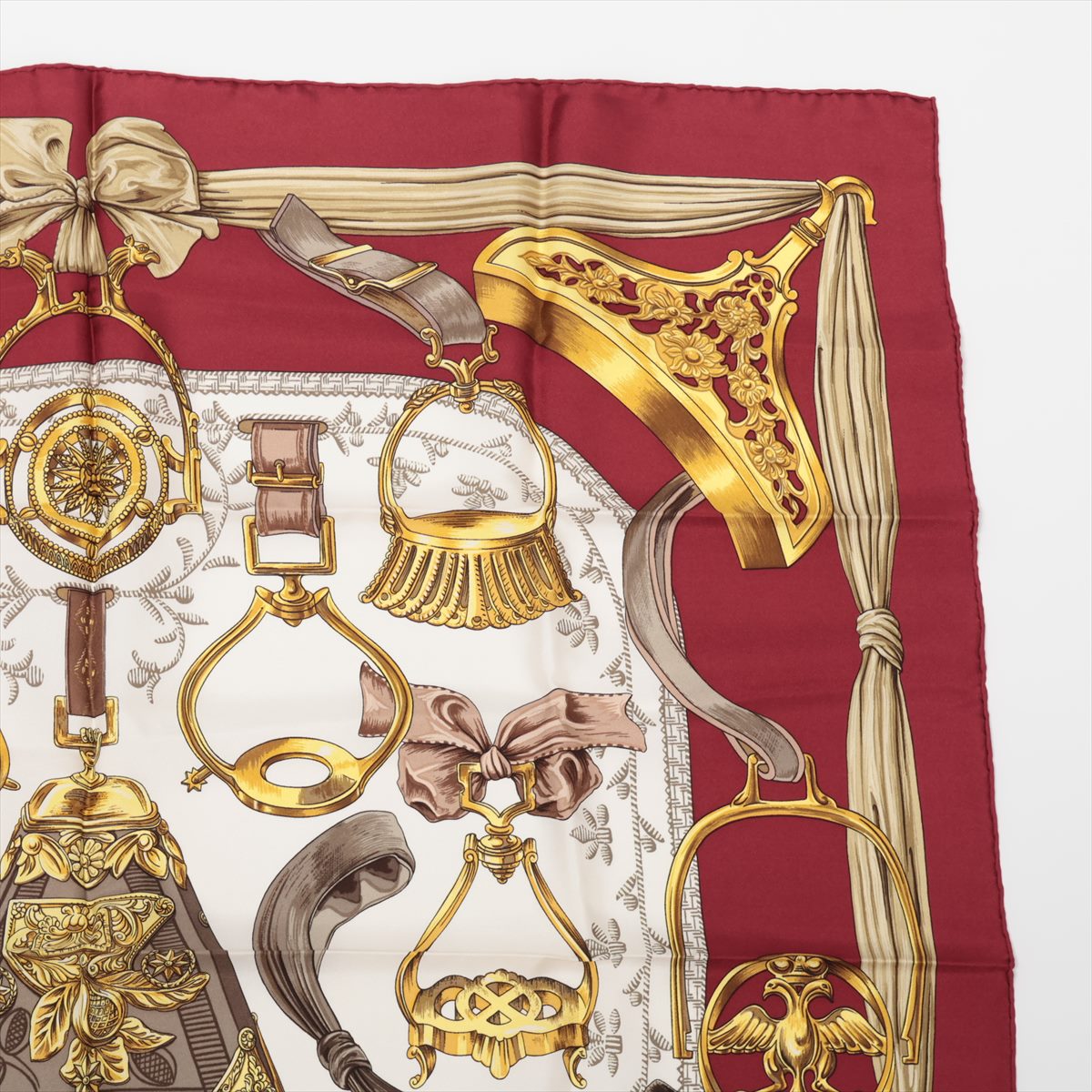HERMES エルメス カレ90 AZVLEJOS スカーフ 美品 ゴールドカラー
