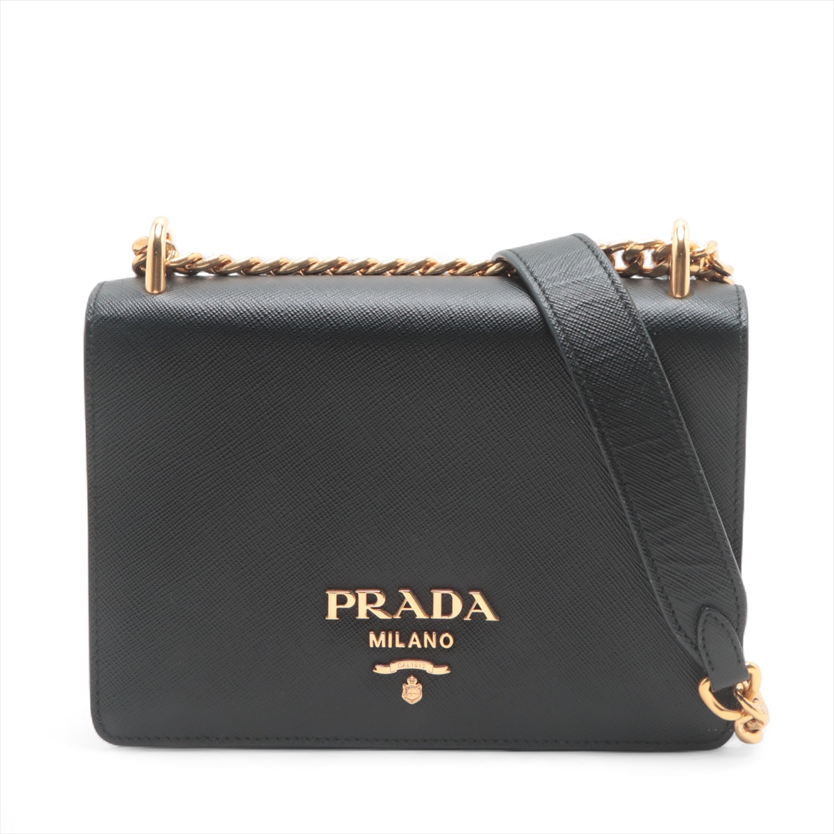PRADA プラダ ロゴ ショルダーバッグ レザー レディース [中古