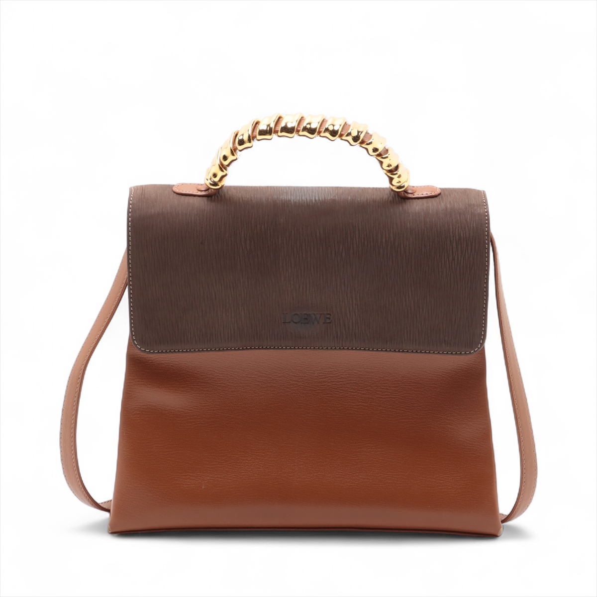 ロエベ ベラスケス レザー 2WAYハンドバッグ ブラウン PO027137