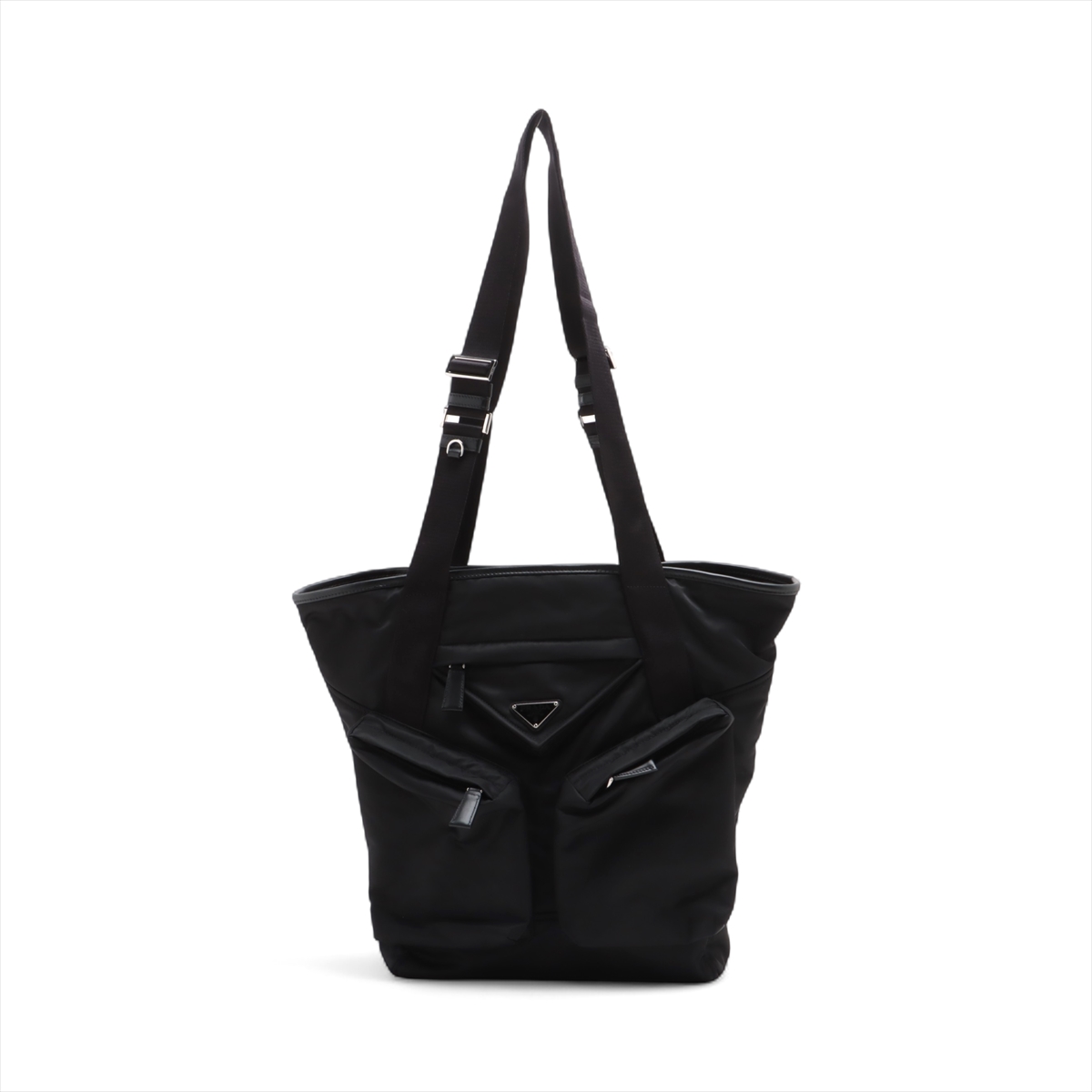 プラダ ナイロンレザー トートバッグ PRADA プラダ ロゴプレート ナイロン レザー トート バッグ