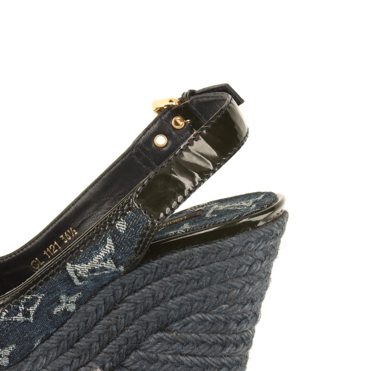 Louis Vuitton ネイビー ロゴ ウェッジサンダル Louis Vuitton ウェッジサンダル 36 ネイビー・ブラック