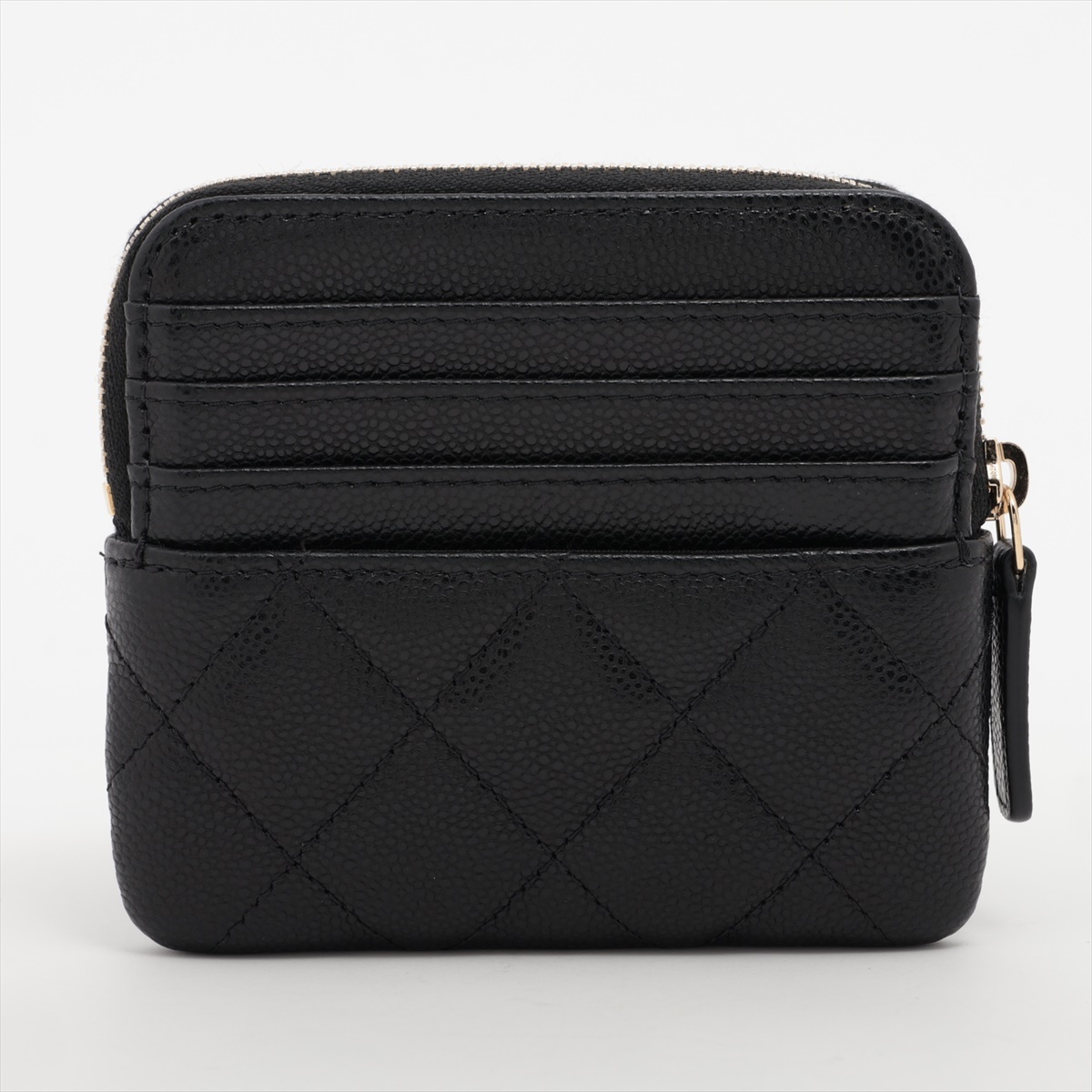 CHANEL ブラック キャビアスキンコインケース CHANEL シャネル フラグメントケース ブラック コインケース