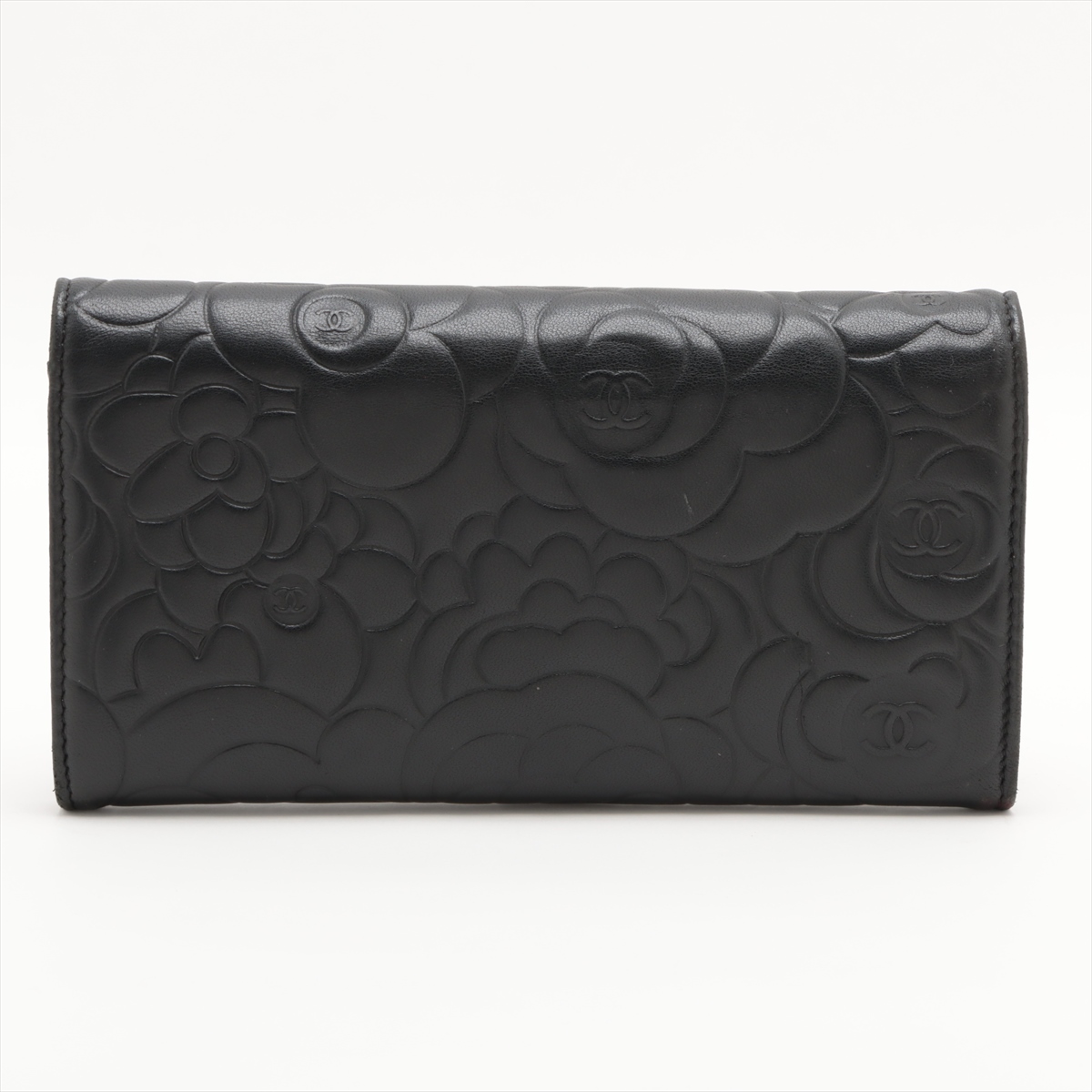 CHANEL シャネル カメリアZIP長財布 ブラック キャビア【430