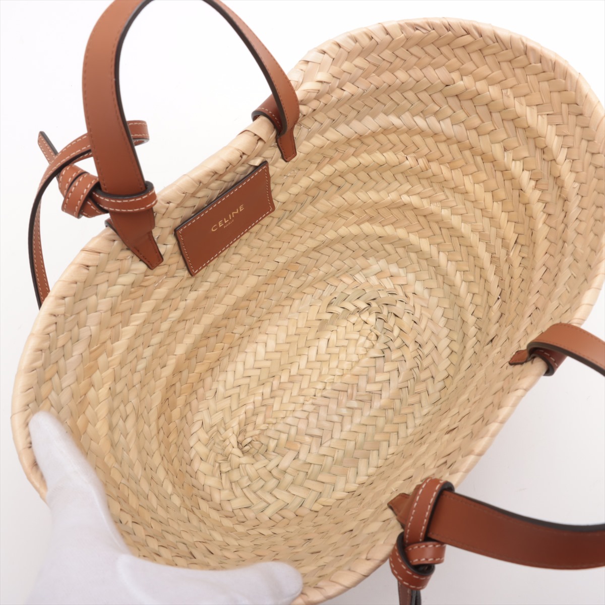【VIP価格】CELINE STRAW PANIER BAG undefined Medium supple panier in raffia and calfskin