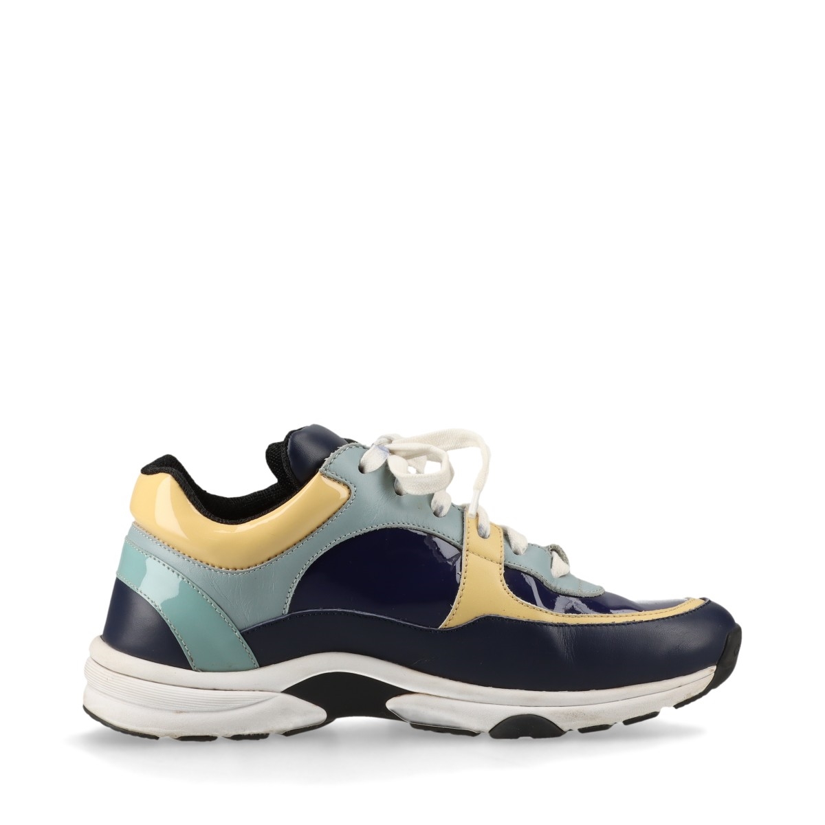 靴 CHANEL Coco Mark Leather Nylon Sneakers CHANEL COCO Mark Leather Trainers Sneakers 39 White Black