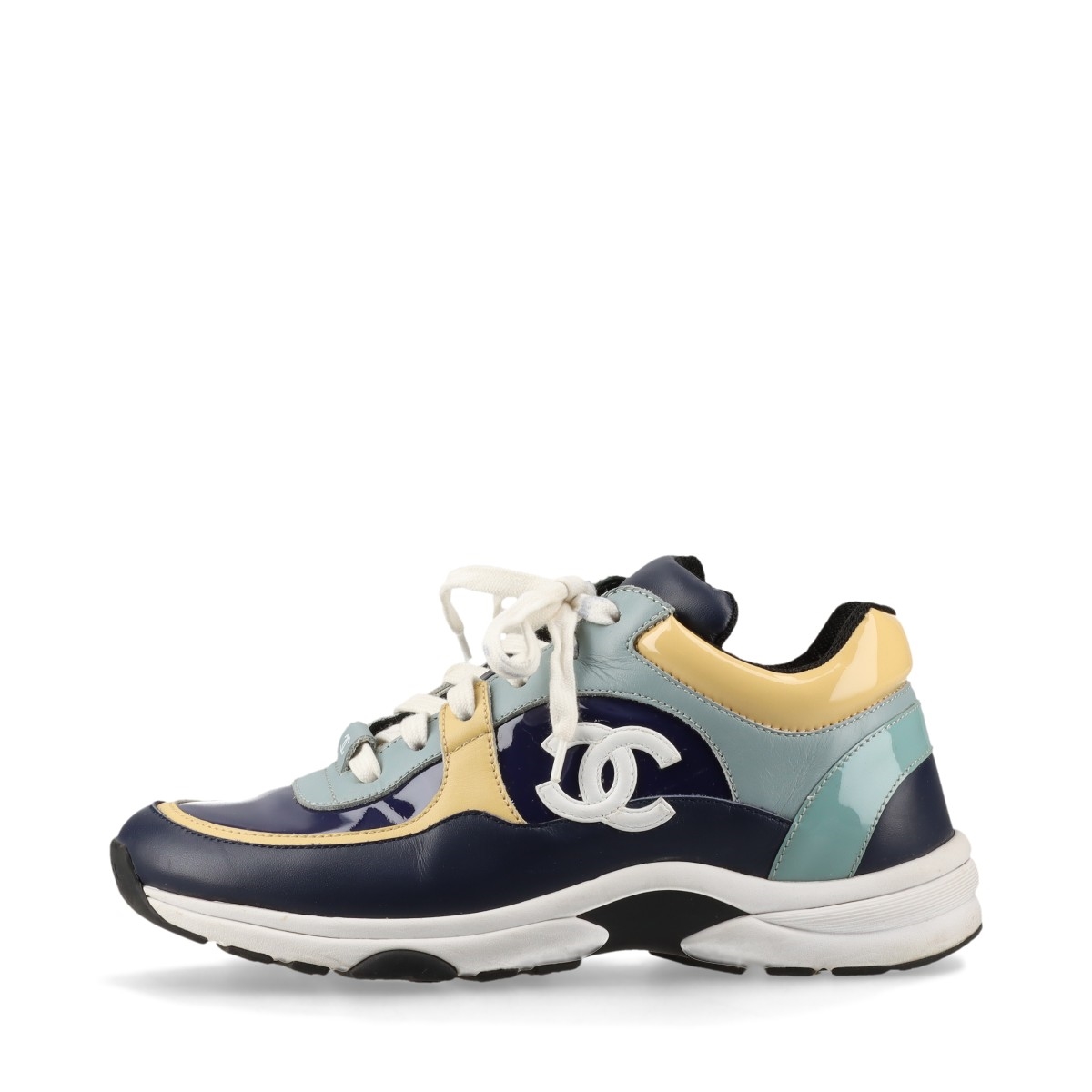 靴 CHANEL Coco Mark Leather Nylon Sneakers Chanel Coco Mark Leather Sneakers 36.5 Ladies' Multicolor
