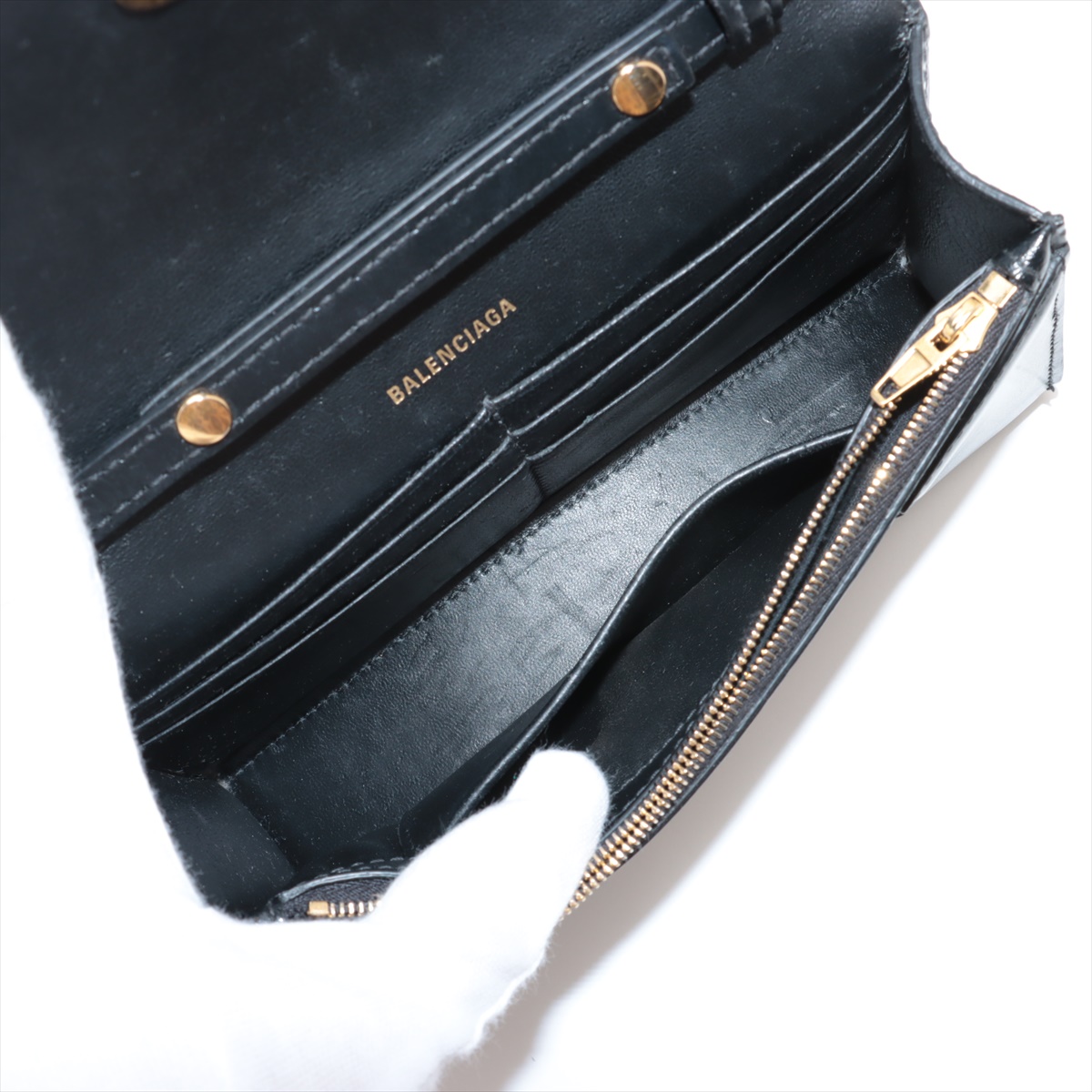 Balenciaga Hourglass Leather Chain Wallet Black 656050 | eBay