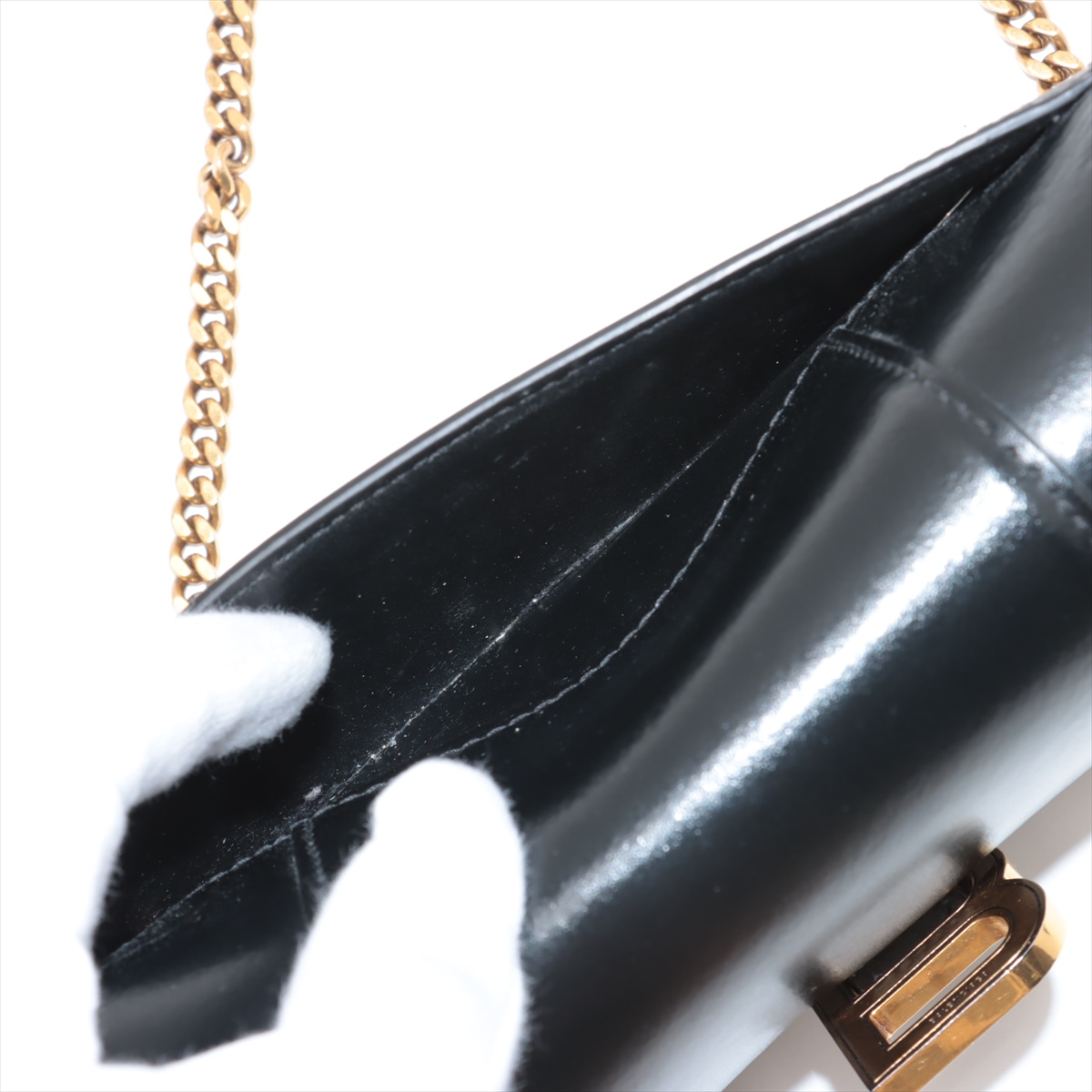Balenciaga Hourglass Leather Chain Wallet Black 656050 | eBay