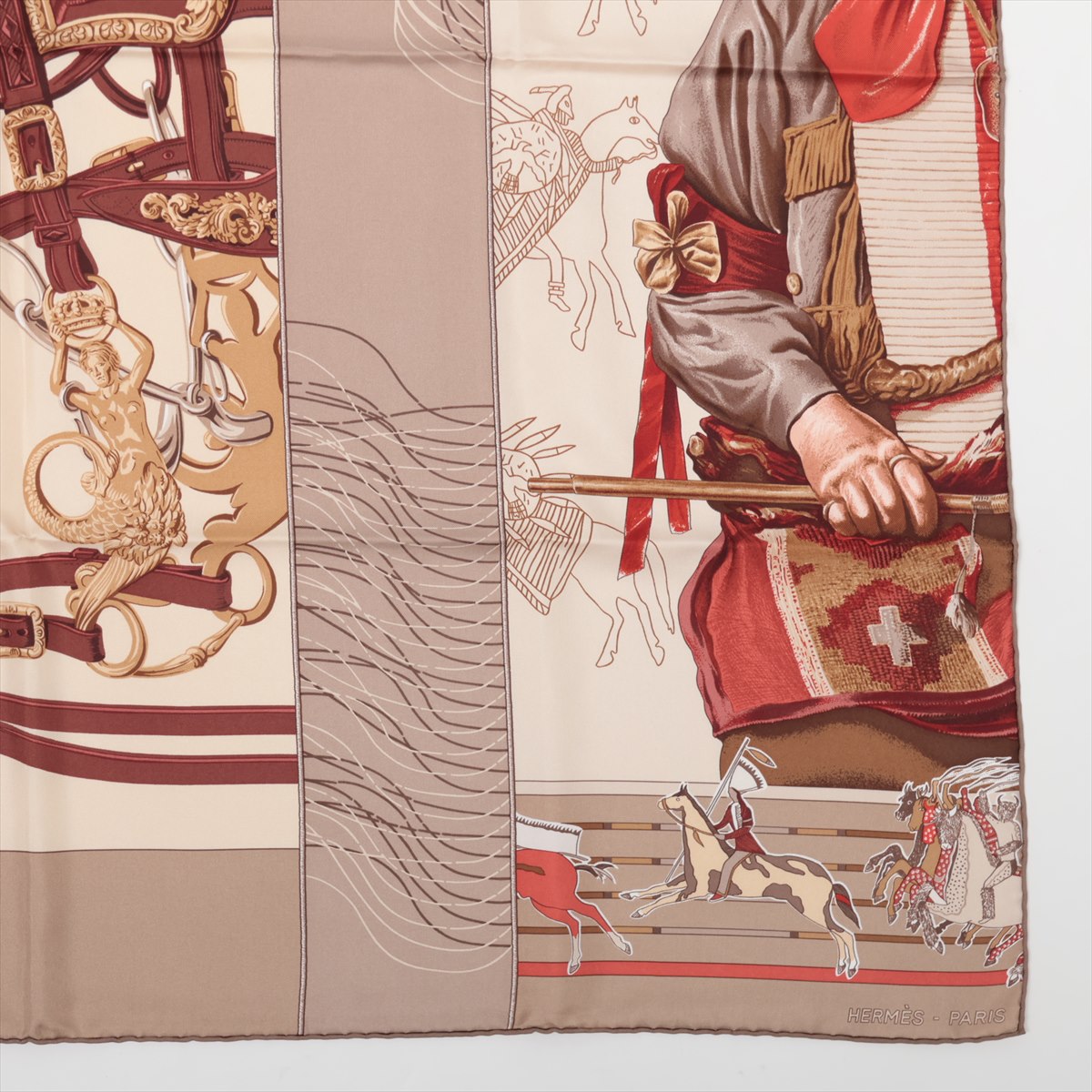 エルメス スカーフ シルク ベージュ カレ90 CARRE EN CARRES