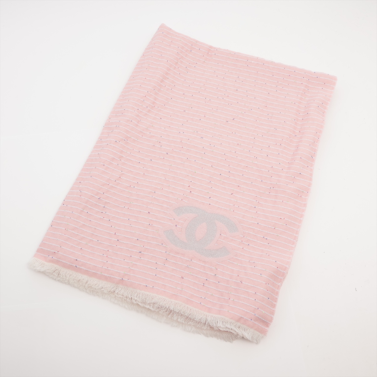 CHANEL ピンク ロゴストール ツィード ツイード