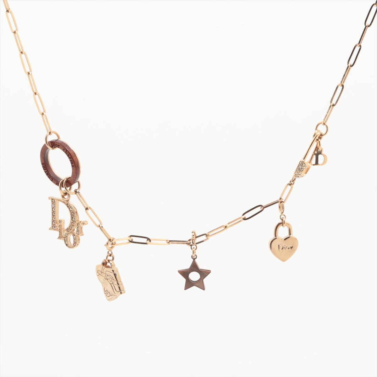 ✨希少 極美品✨ クリスチャンディオール ロゴ ストーン ブラック ゴールド Christian Dior クリスチャンディオール ロゴ ネックレス