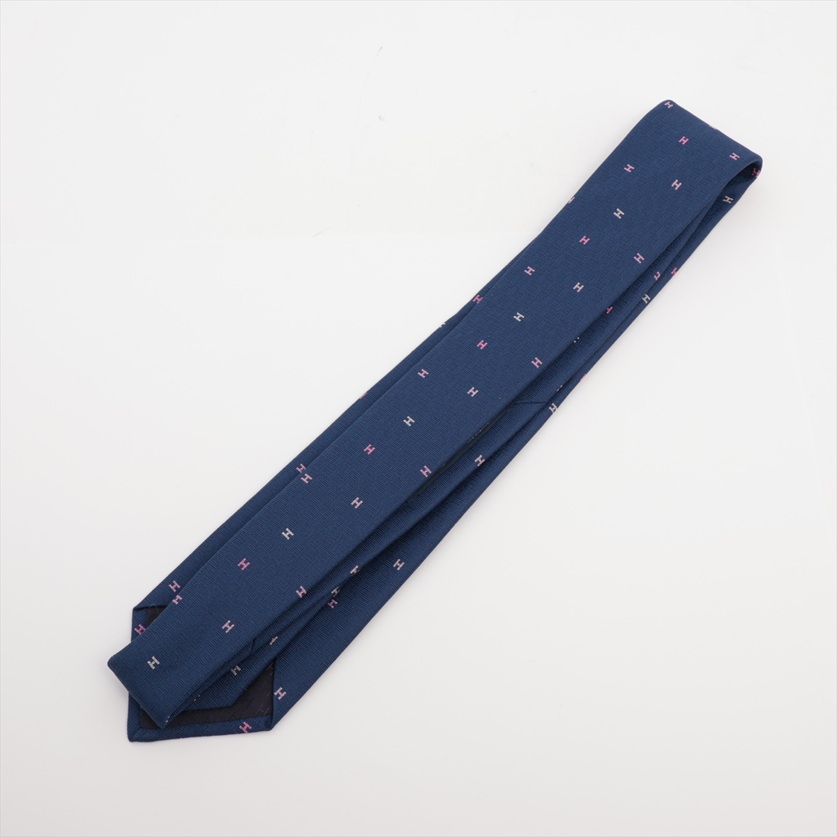 エルメス Hロゴ ネクタイ シルク ネイビー A3761414｜中古