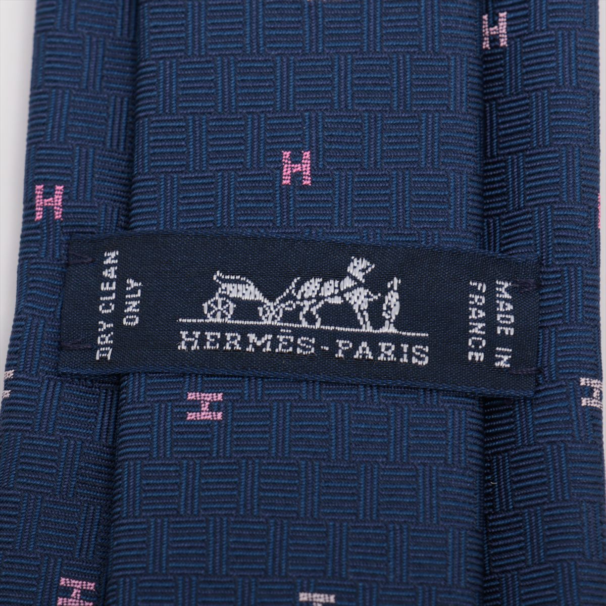 エルメス Hロゴ ネクタイ シルク ネイビー A3761414｜中古
