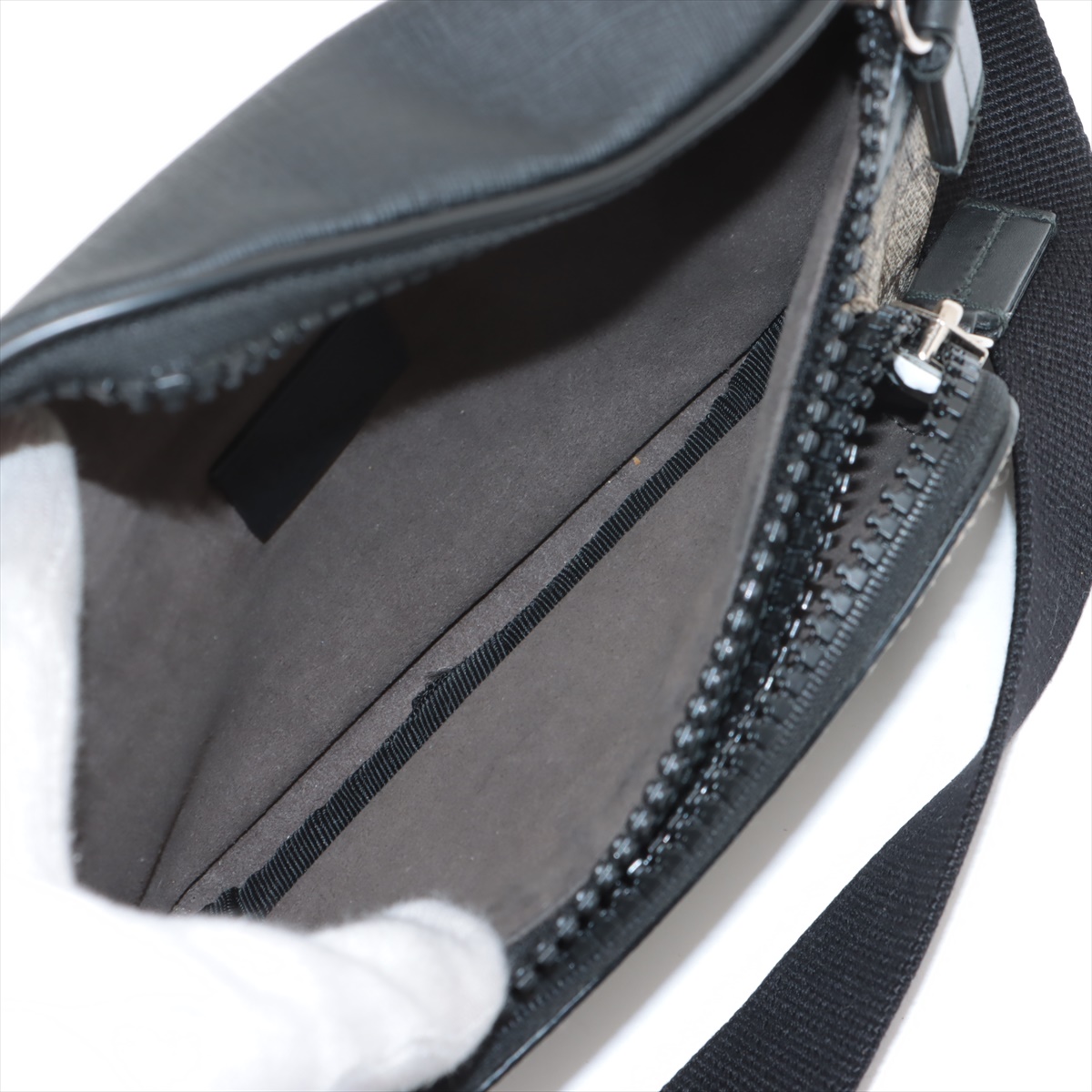 【極美品 剥がれなし】グッチ ボディバッグ GGスプリーム PVC レザー グッチ GGスプリーム PVCxレザー ボディバッグ ベージュx