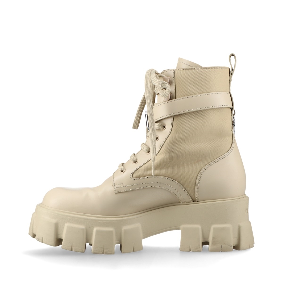 【PRADA】ショートブーツ ベージュ プラダ Re Nylon リ ナイロン レザー ショートブーツ 36