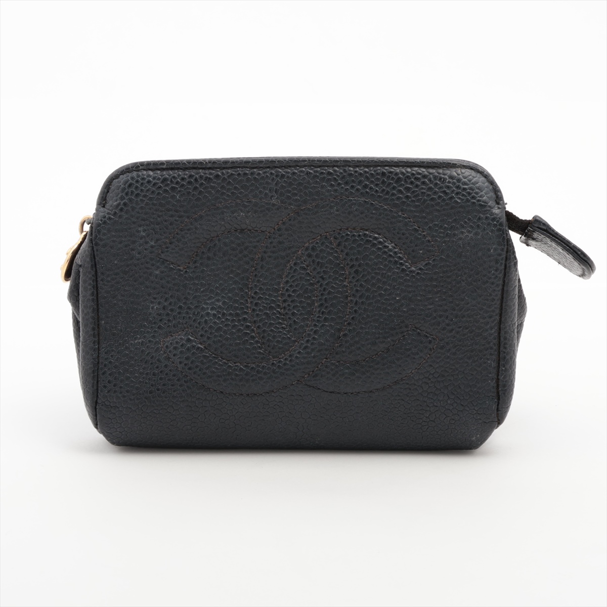 CHANEL シャネル ココマーク コスメポーチ ブラウン キャビアスキン