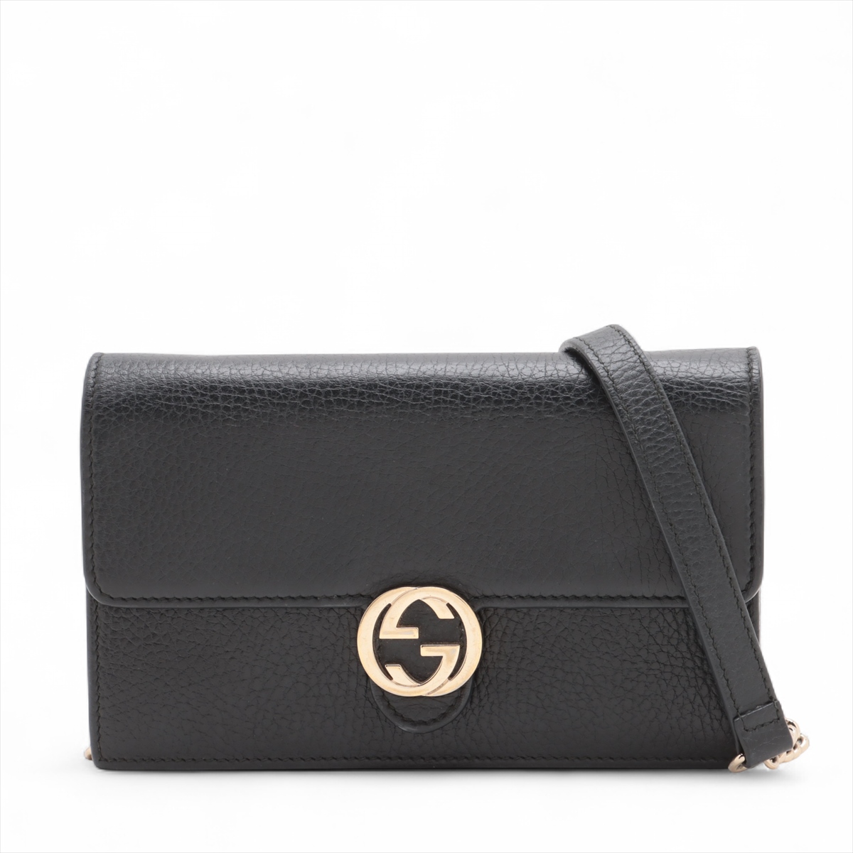 GUCCI ブラックレザー ショルダーバッグ　チェーンウォレット　グッチ GUCCI - グッチ GUCCI ショルダーバッグ スクリプト チェーン