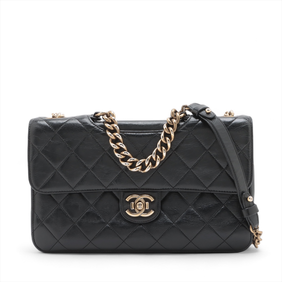CHANEL 1995年製 シルクサテンCCターンロックハンドバッグ