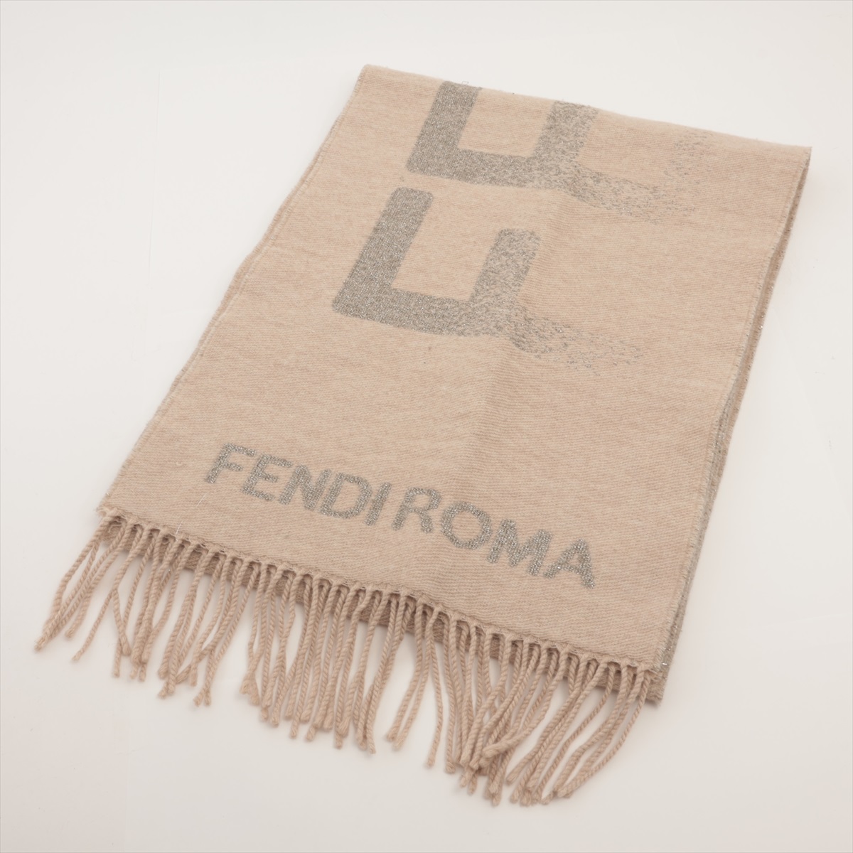 FENDI ウール100% マフラー 50サイズ ベージュ系 小物