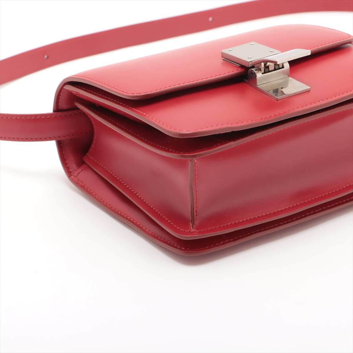 VINTAGE●CELINE●スモール クラシック ボックス バッグ レッド セリーヌ クラシックボックス スモール レザー ショルダーバッグ
