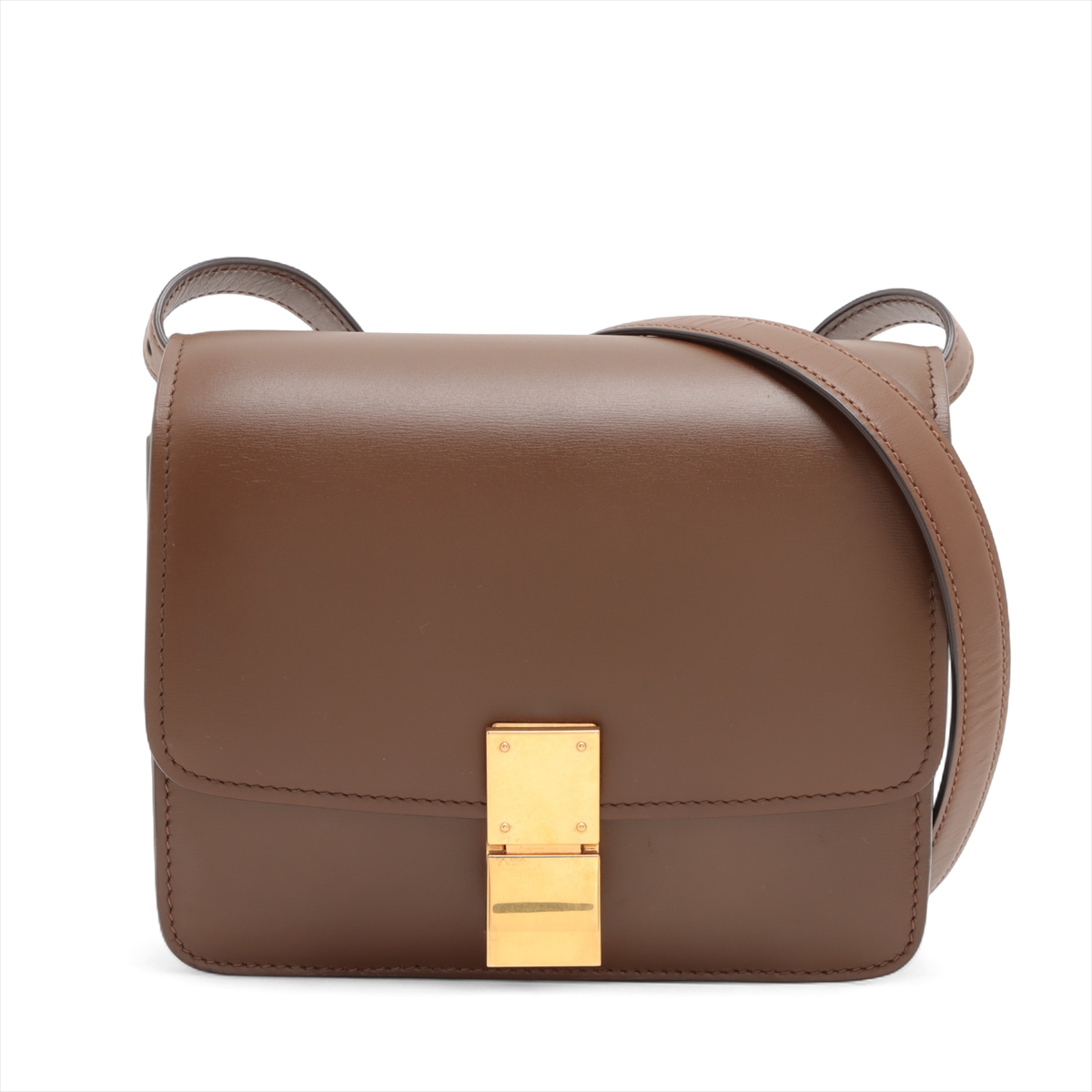 CELINE ブラウンレザー ショルダーバッグ - メルカリ