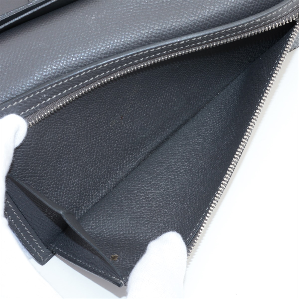 エルメス HERMES ベアンデュプリ オレンジ ヴォーエプソン 長