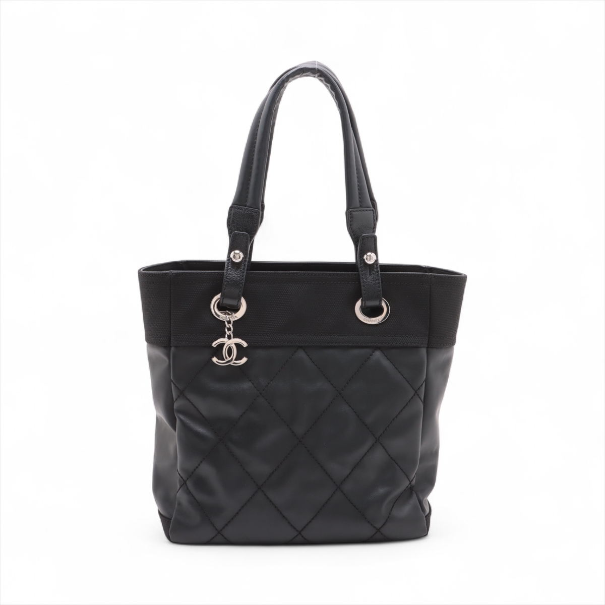 シャネルパリビアリッツ トートPM グレー シルバー金具