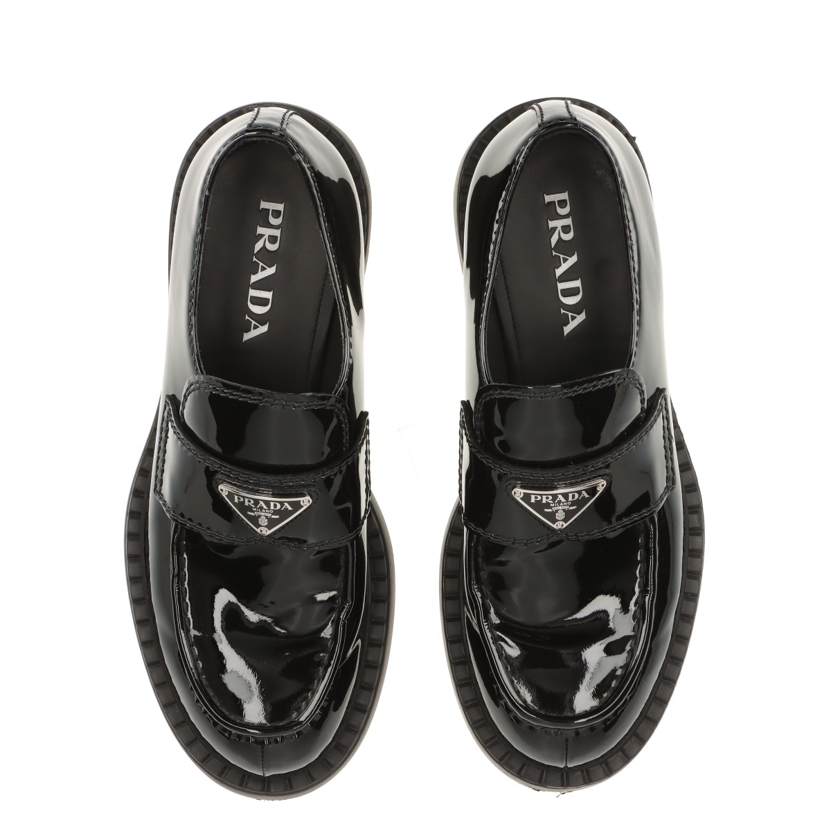 直営店買付 PRADA プラダ チョコレートパテントレザーローファー