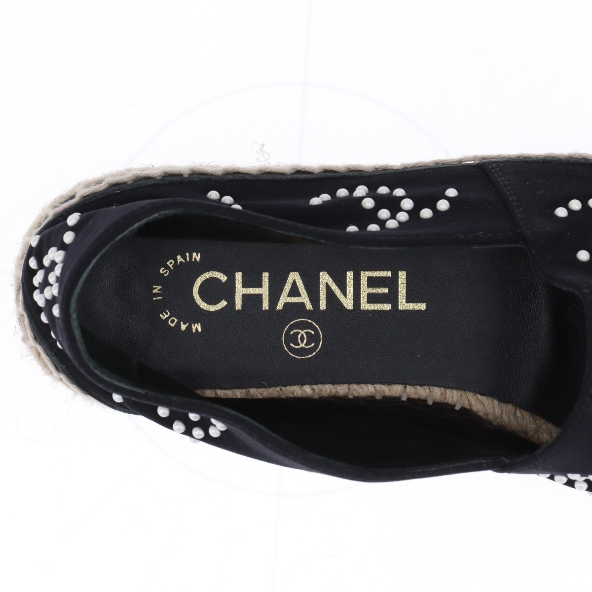 美品 CHANEL エスパドリーユ ブラック スリッポン フラット