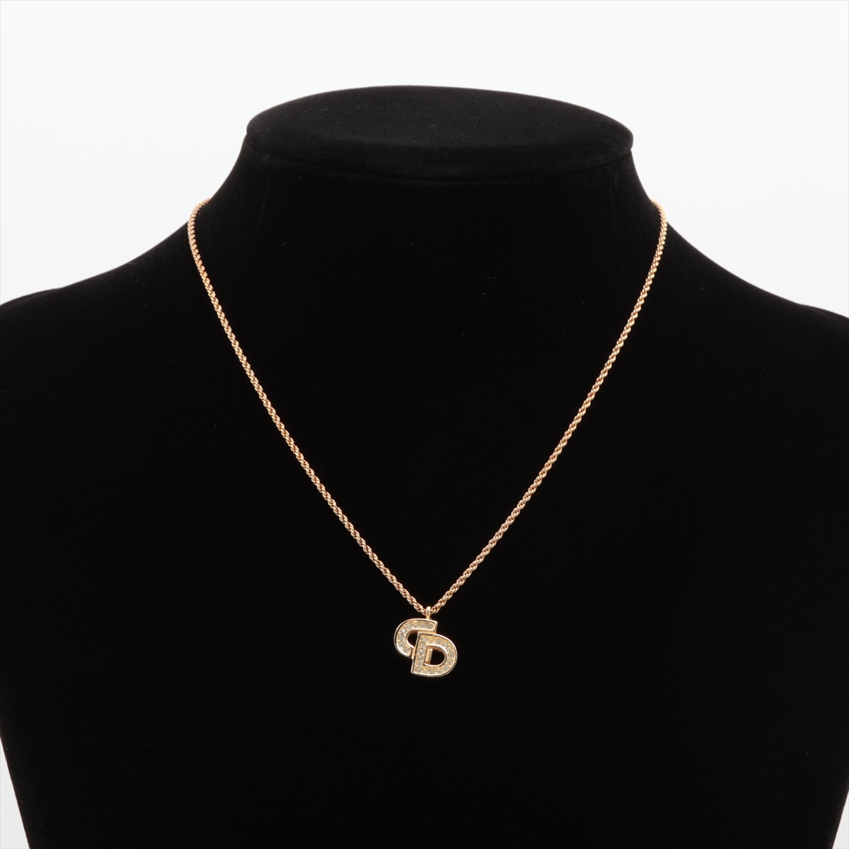 Christian Dior CD logo Necklace GP×Rhinestone Gold | eBay