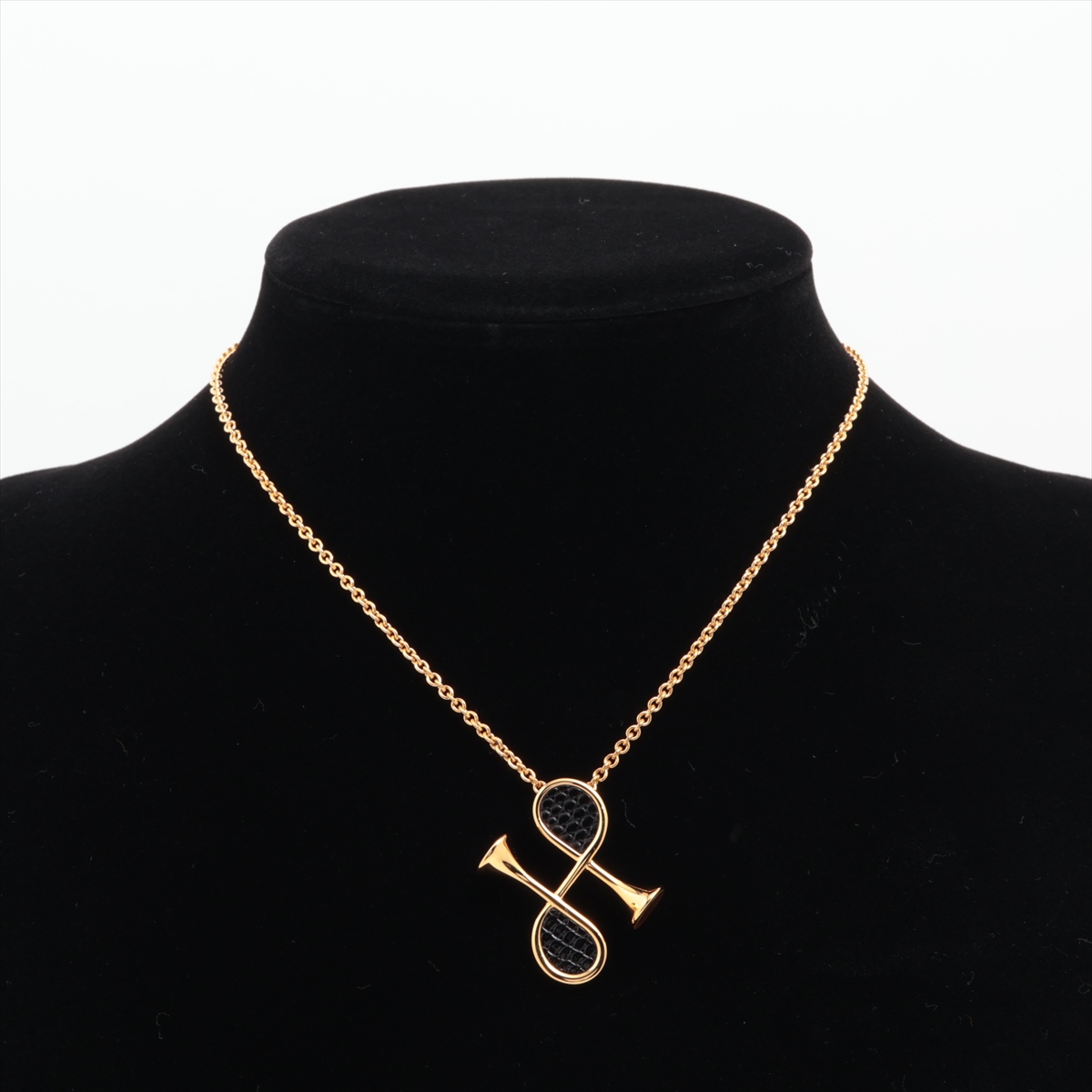 エルメス コルH ネックレス GP×リザード ゴールド A3771013