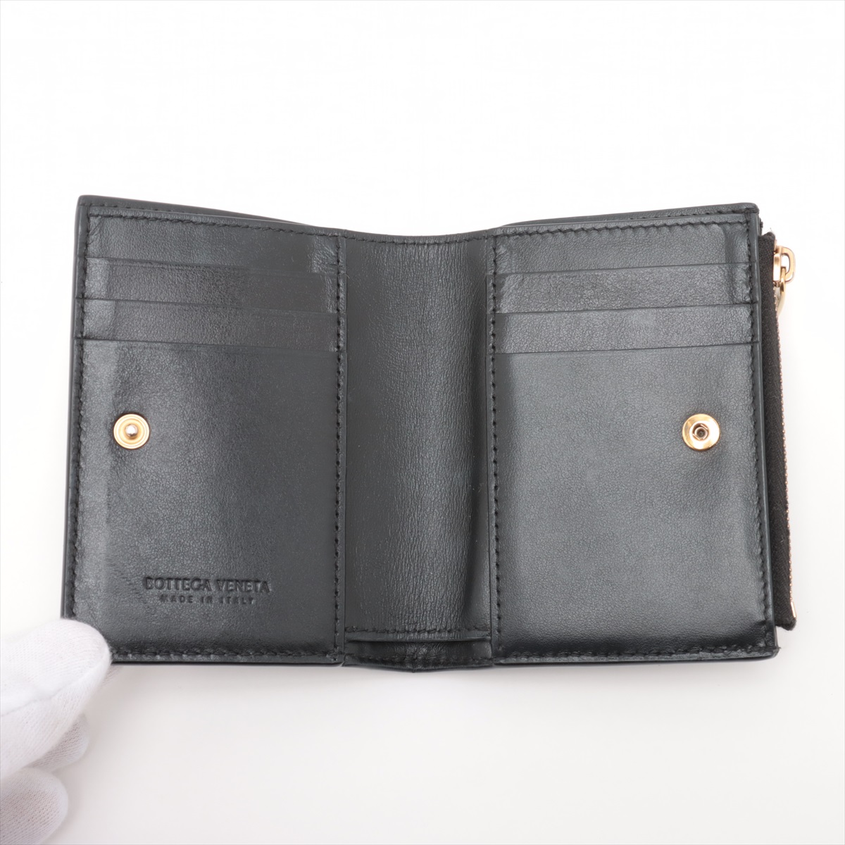 ブラックイントレチャート マネークリップ ウォレット| Bottega