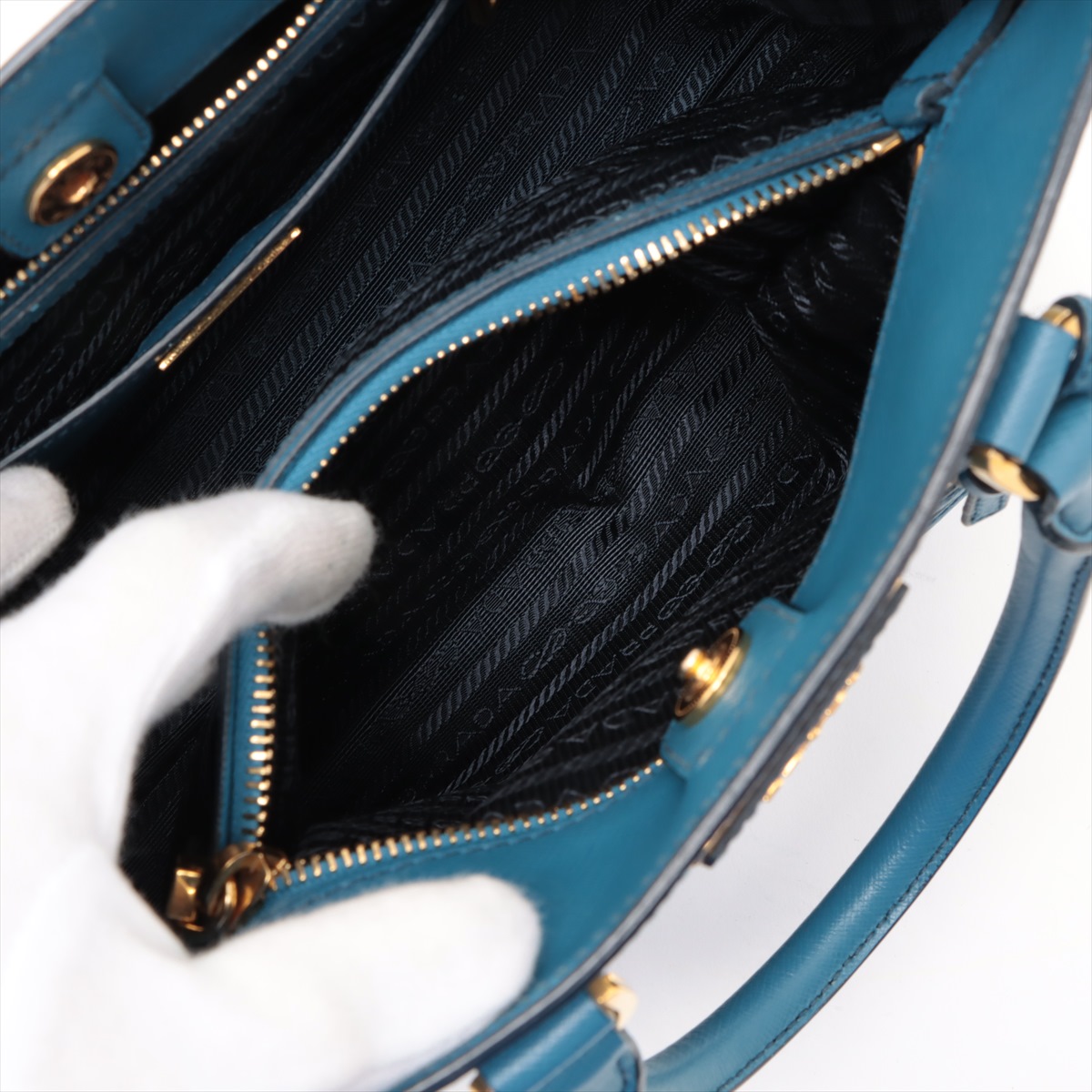 PRADA サフィアーノルクス 2WAYハンドバッグ ブルー BUYMA VINTAGE 中古 PRADA サフィアーノ 2WAYハンドバッグ ブルー