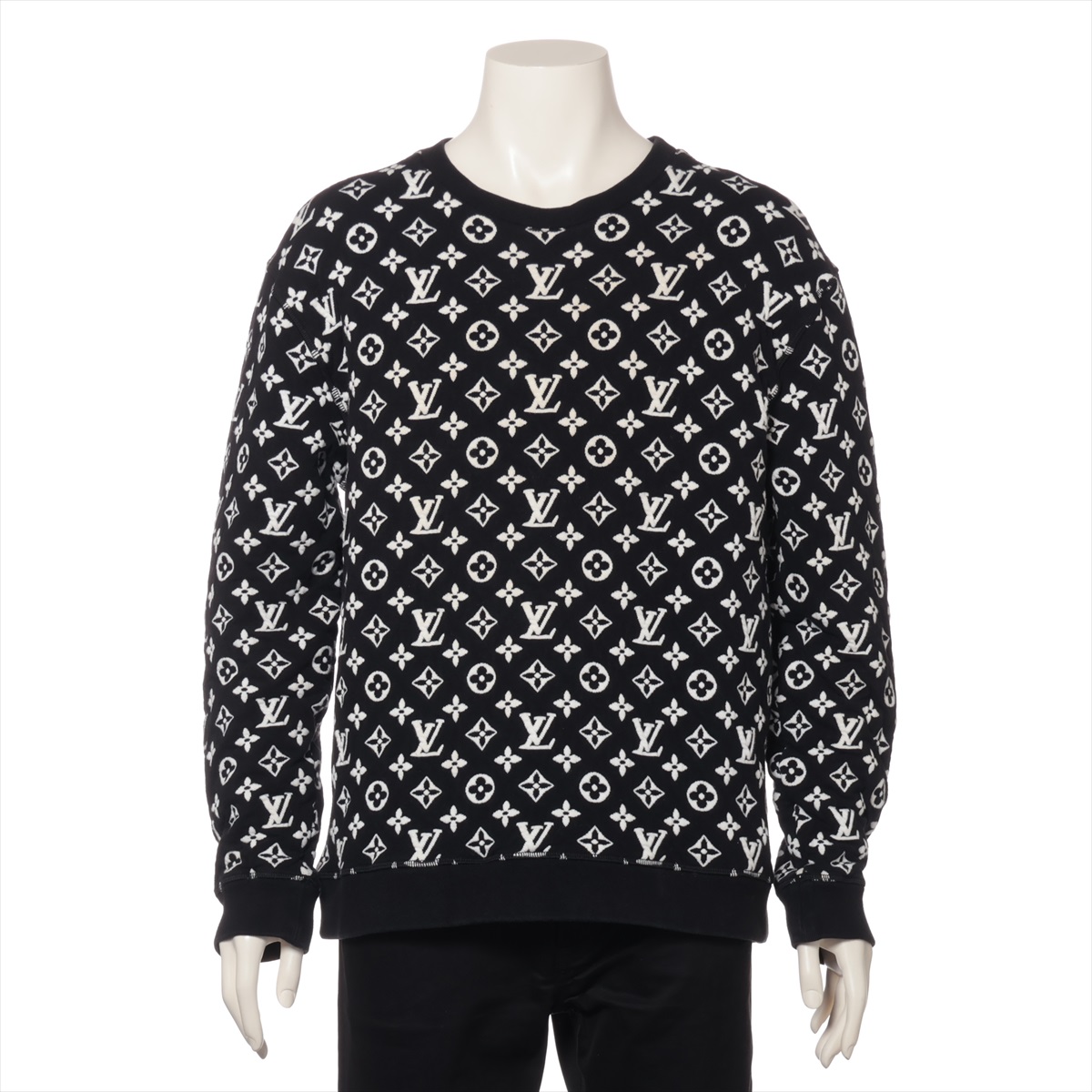 美品ルイヴィトン 20SS コットン×レーヨン ニット XL メンズ ブラック ヴィトン 20SS コットン スウェット XL メンズ ブラック RM201Q